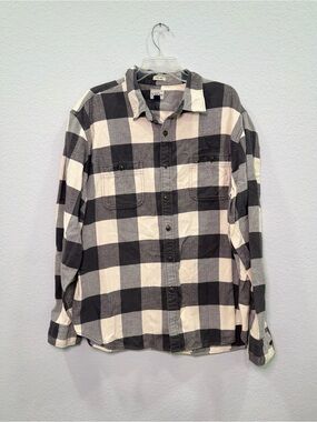 J. Crew Gray and Cream Buffalo Plaid Button-Up Shirt